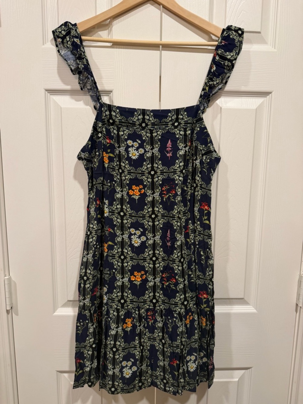 Agua Bendita Navy Floral Mix Print Sundress